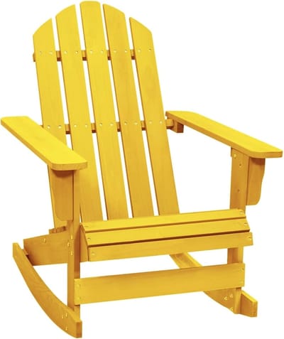 Schommelstoel Hout - Tuinstoel Relaxstoel - Buiten Ontspannen - Ergonomisch Ontwerp - 70 x 91.5 x 92 cm - Geel