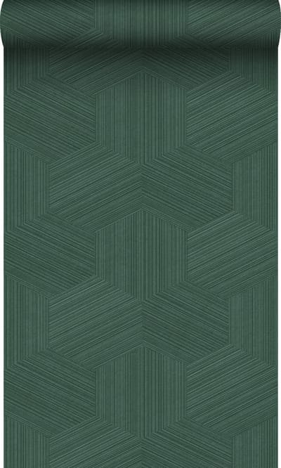 Origin Wallcoverings behang grafisch 3D motief donkergroen - 50 x 900 cm - 347945
