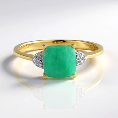 Cavill - Zilveren ring met Socoto smaragd 1,88 ct & witte topaas 0,03 ct - 925 sterling zilver - Verstelbare ring - Antiek kussen slijpsel