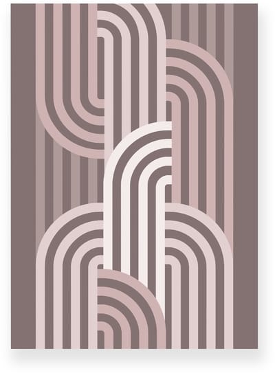 Poster 20x30 cm - Halve Bogen - Patroon - Paars - Roze - Optische Illusie - Japandi - Muurdecoratie - Wanddecoratie