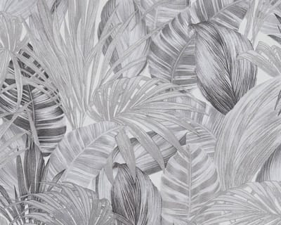 PAMBLADEREN EN VARENS BEHANG | Botanisch - grijs wit zwart - A.S. Création Attractive 2