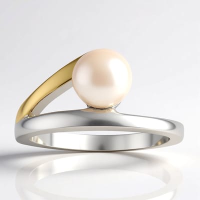 Cavill - Zilveren ring met 6,5mm Japanse Akoya parel - 925 sterling zilver gerhodineerd - Modern en elegant ontwerp - Luxe parelsieraden dames