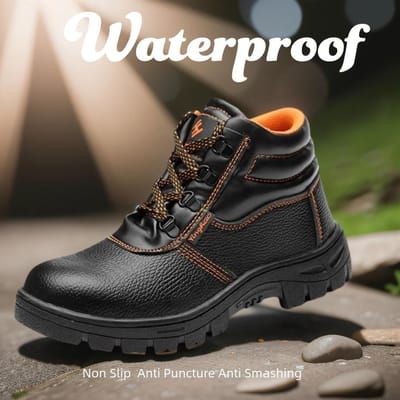 Chaussures de sécurité de travail imperméables unisexes avec embout en acier, baskets anti-écrasement, chaussures de travail indestructibles anti-perforation pour l'extérieur 40 marron
