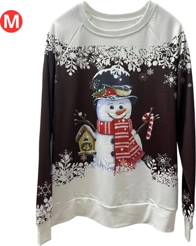 Bovista Kersttrui - Dames - Foute Kersttrui - Christmas Sweater - Kerst Sweater - Christmas Jumper - Pyjama - Pullover - Sneeuwpop - Koffie - Maat M