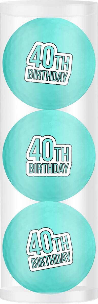 Golfpresentjes-3 Golfballen 40 jaar happy birthday-Golfcadeau-Golfgadget-Golfballen-Golfer-Golfaccessoires
