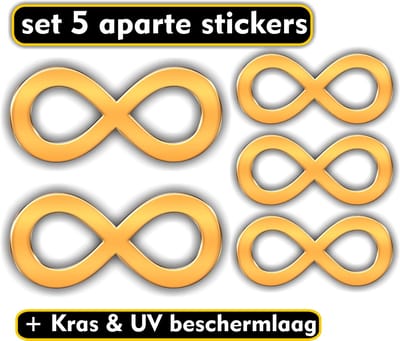 Jerma -Infinity - Stickers - Goud Geel - set 5 st - 2 x ± 11x5 - 3x 8x4 cm - Weerbestendig - Vinyl