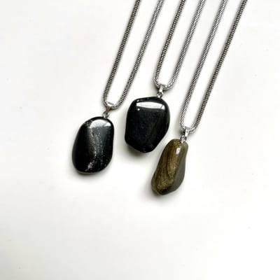 Gemstone ketting Obsidiaan goud