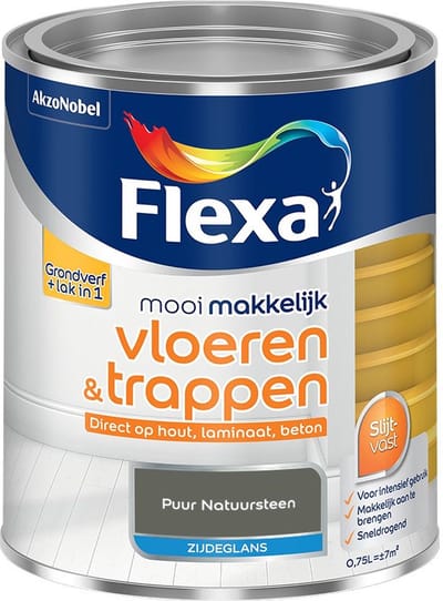 Flexa - Mooi Makkelijk Vloeren & Trappen Zijdeglans - Puur Natuursteen - Mengverf - 750 Ml