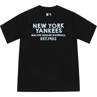 T-shirt unisexe à col rond et manches courtes avec imprimé lettres et chiffres vintage américain MLB New York Yankees Noir 31TS04031-50L M gray