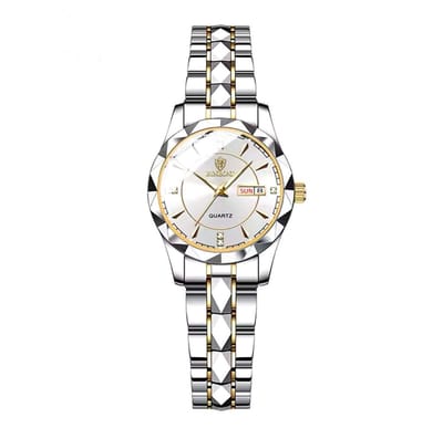 Binbond Dameshorloge - Polshorloge - Horloge - Horlogedoos - Vrouwen - Zilver, Goud & Wit- Polsband zilver - Roestvrij Staal