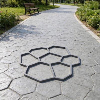 Betonbestratingsvormen - Stapstenen mal - Tuinpaden Aanleggen - Natuursteeneffect - 50x51 cm - Zwart