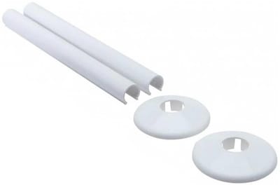 Dailygoody - Set van 2 Pijpen Radiatorpijpafdekkingen - Chroom Esthetiek - Wit - Modern Design - Gemakkelijk Schoon te Maken - Voor Badkamer en Woonde