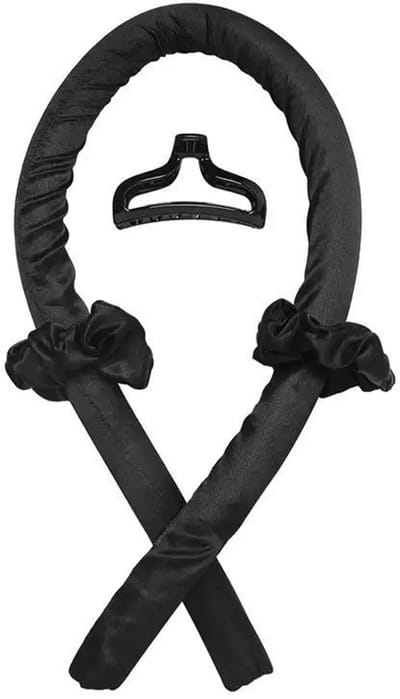 Heatless Curling Rod Hoofdband Geen warmte Zijden lint Curling Rod Haarroller Krullen met haarklauwclip Lazy Natural Soft Wave DIY Haarrollers Stylingtool voor slaap tijdens de nacht, zwart