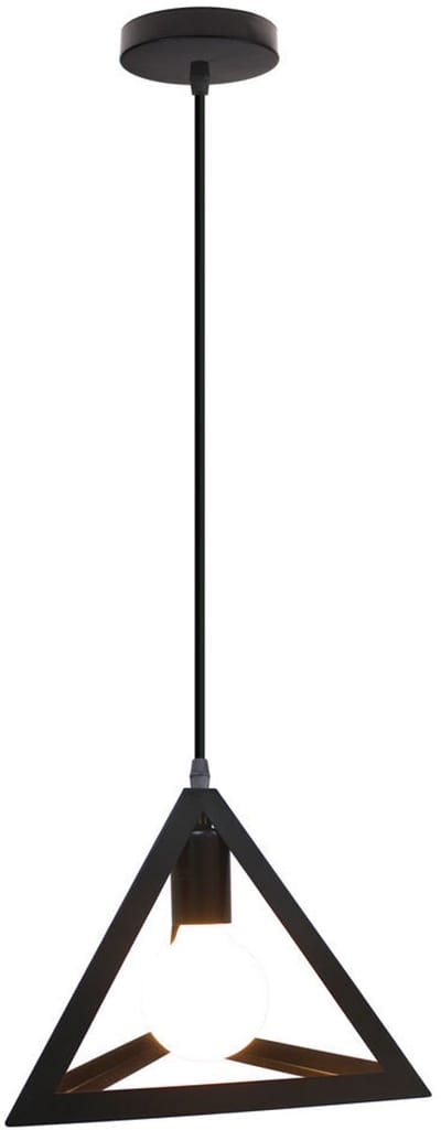 Hanglamp Modern E27 Kroonluchter Driehoek Plafondlamp voor Slaapkamer Woonkamer Keuken Zwart