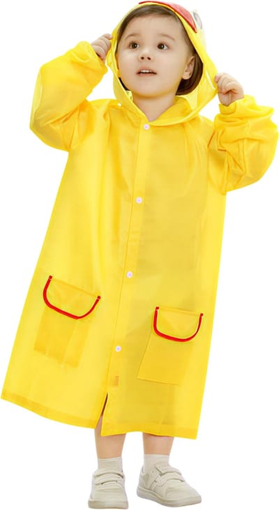 Kinder Regenjas Waterdicht – Cartoon Dieren Stijl voor Jongens en Meisjes – Outdoor Regenkleding, Babyregenjas en Regenjas met Kap-Geel