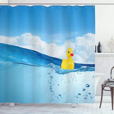 ABAKUHAUS douchegordijn – sc_23373_175x240 – blauw geel, polyester