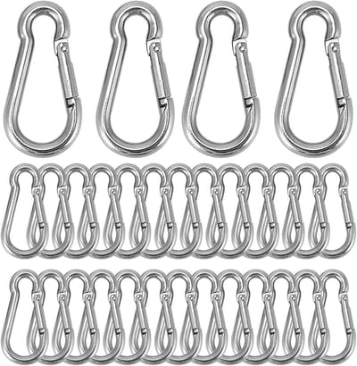 Set van 30 M4 Karabiners - Roestvrij Staal - Tot 54 kg Belastbaarheid - Duurzaam en Weerbestendig - Ideaal voor Kamperen, Wandelen en Sleutelhangers
