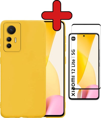 Hoesje - Met Screenprotector - Geschikt voor Xiaomi 12 Lite - Sterk & Shockproof - Telefoon Hoes - Back Cover - Siliconen Case - Telefoonhoes - Geel