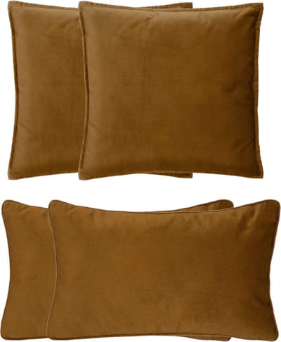 Atmosphera Bank/sierkussens Sophia - set 4x - Goud/bruin - polyester - met rits - In 2 formaten