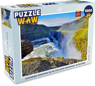 Puzzel Kleurrijke omgeving bij de Gullfoss waterval in IJsland - Legpuzzel - Puzzel 1000 stukjes volwassenen
