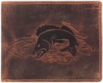 Greenburry Vintage portemonnee met vis reliëf leer 12 cm - Jongens - Horizontaal - zander