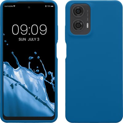 kwmobile telefoonhoesje geschikt voor Motorola Moto G24 / E14 / G04 / G04s - Hoesje met siliconen coating - Smartphone case in rifblauw