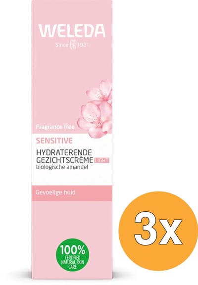 3 x WELEDA - Gezichtscrème Light - Sensitive Hydraterend - Voor gevoelige huid - 30 ml - Grootverpakking - Gevoelige Huid - Hydraterende Crème - Natuurlijke Verzorging - Vegan Crème - Parfumvrije Crème