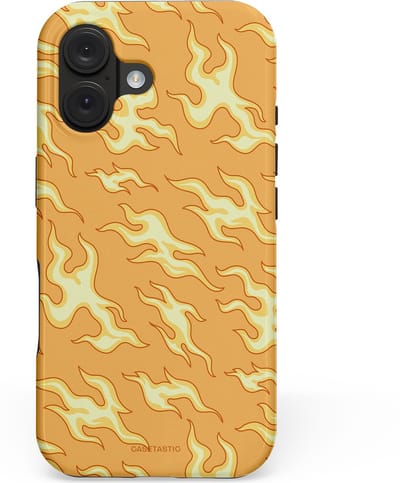 Casetastic hoesje geschikt voor Apple iPhone 16 - MagSafe - Dubbellaagse bescherming - Vlammen van passie - Fashion Case - Goud Beige