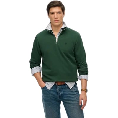 Superdry - Preppy trui met halve rits - Heren - Truien