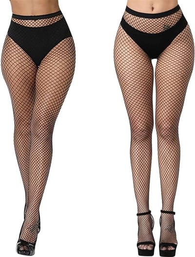 Zwarte Visnet Panty voor Dames, Sexy Fishnet Stockings, Hoge Taille en One Size, Perfect voor Feestoutfits en Avondkleding