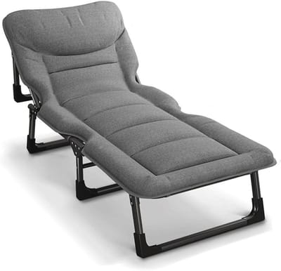 Opvouwbaar Bed - Campingbedje Gastenbed - Ontspannen en Slapen - Verstelbare Rugleuning - 190x70cm - Grijs