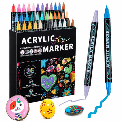 36 kleuren dubbele acrylmarkers met zachte punten en grote inhoud voor tekenen en graffiti - basisverpakking