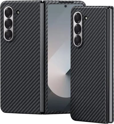 Hoesje Geschikt voor Samsung Galaxy Z Fold 6 backcover fiber carbon - Zwart