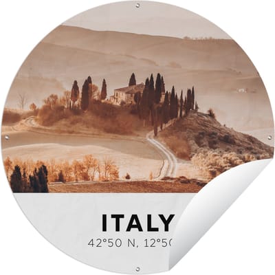 Tuincirkel Italië - Toscane - Zomer - 60x60 cm - Ronde Tuinposter - Buiten