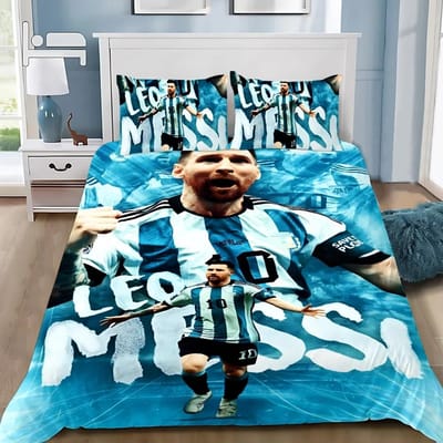 Dekbedovertrek Kussensloop Beddengoed Set Beroemde Voetballer M-Messis Volwassen Jongen Meisje Slaapkamer Decoratie Kinderen Enkel Dubbel Grote Maat 150*200cm 3pcs