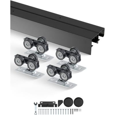 VEVOR Schuifdeurbeslag Railset Schuifdeursysteem 1219 mm, Dubbele rails Schuifdeursysteem Gemaakt van aluminiumlegering, Geschikte deurbreedte 622 mm x 2, Schuifdeurbeslag Draagvermogen 68 kg