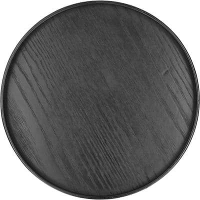 Ronde Houten Voedsel Fruit Serveerblad Serveerschaal voor Thuis Keuken Hotel Gebruik Zwart 27cm 27cm/10.6in black