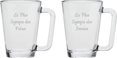 Theeglas gegraveerd - 26cl - Le Plus Sympa des Frères & La Plus Sympa des Soeurs