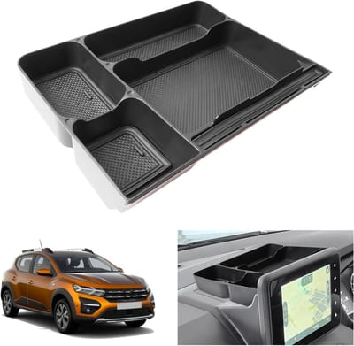 Center Console Opbergdoos voor Dacia Stepway 3 en Jogger 2021-2025 - 8 Inch Organizer Tray voor Media Nav en Achterste Plank, Ideaal voor Auto Accessoires en Opbergruimte