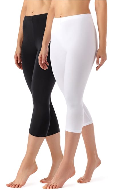 Merry Style MS-MS10-144-LE-2Pack Dames 3/4 Leggings 2Pack - Sport - Vrijetijdsbroek - Capri - Viscose - Sporbroek - Yogabroek - Zwart/Wit - M
