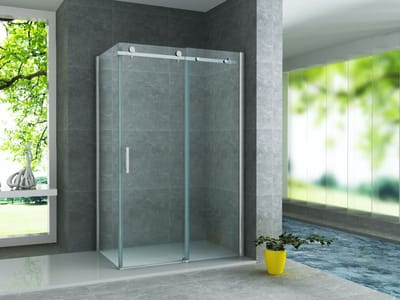 ALONI Douchecabine met Schuifdeur en Zijwand – 90x120x195 cm – 8 mm Veiligheidsglas – Chroom – Helder Glas – Omkeerbaar