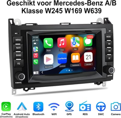 Junsun Anddroid15 Autoradio Geschikt voor Mercedes-Benz A/B-Klasse W245 W169 W639 - Draadloos Carplay & Android Auto - Bluetooth - GPS-navigatie - WiFi - 7-inch Touchscreen - 2+32GB