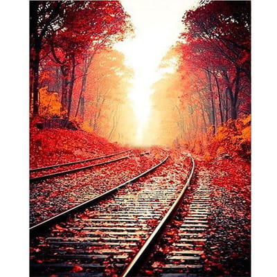 5D DIY Diamantschilderij Herfstlandschap Boom Vol Ronde Boor Borduurwerk Kruissteek 20X30CM red