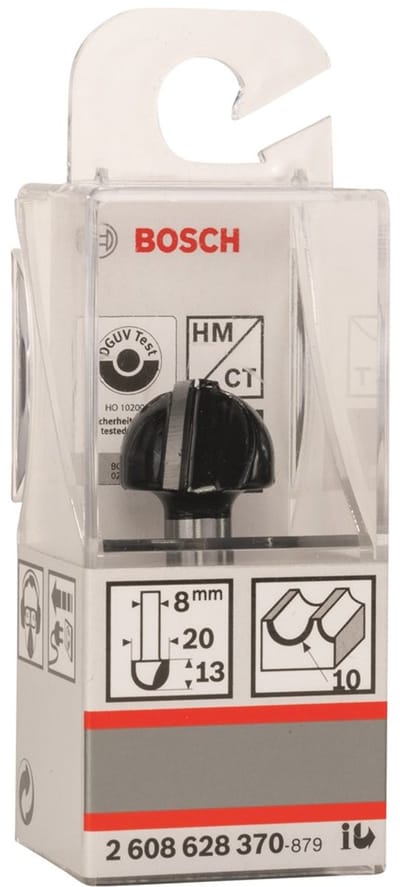 Bosch - Halfrondprofielfrezen 8 mm, R1 10 mm, D 20 mm, L 12,7 mm, G 46 mm