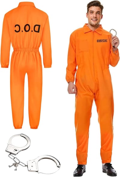Oranje gevangenis kostuum voor mannen en vrouwen, unisex jumpsuit voor carnaval en themafeesten, perfect voor kostuumverhuur en cosplay evenementen