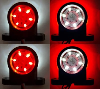 LED Marker Lichten - Zijmarkeringslampen - Truck Trailer - Multivolt 12-24V - 65x55x45mm - Rood Wit