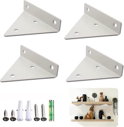 Zwevende plankhouders driehoekige vorm - metalen plankdragers voor wandmontage - stabiel draagvermogen - set van 4 (wit)