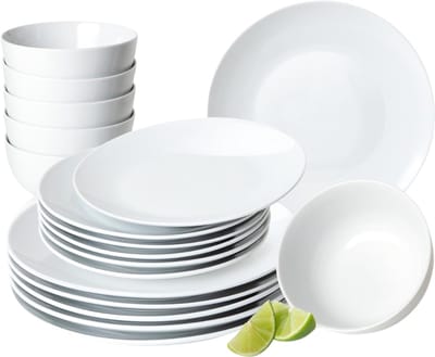 MRKK® Serviesset 6 Persoons - Serviessets - Bordenset - Chique Bordenset - Porselein - Wit