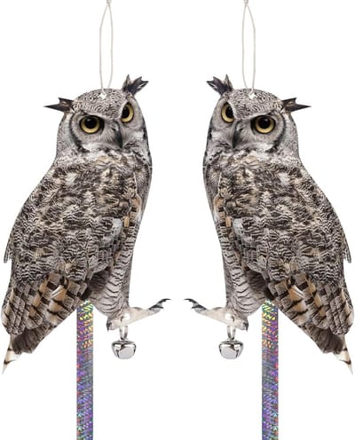 Vogelverschrikkers voor Balkon - Duivenafweer met Hangende Uilen en Vogelafweerband, Effectieve Duivenverdrijving en Spatafweer