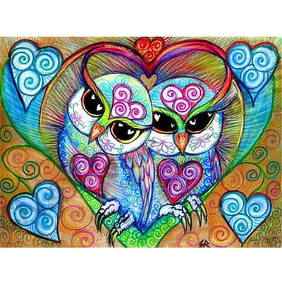 Diamantgeborduurde volledige ronde uil dier diamant schilderij dierenfoto's van steentjes 20X30CM blue